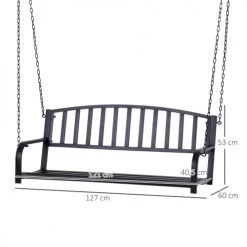 Grosses soldes ✨ Outsunny Fauteuils Suspendus Banc Suspendu 2 Places Chaînes Incluses Métal époxy Noir 🎉 -Fauteuils suspendus Soldes banc suspendu 2 places chaines incluses metal epoxy noir 2