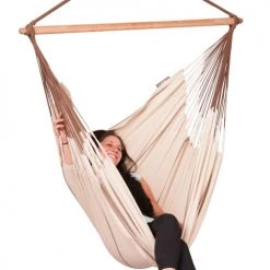 Meilleure vente 😉 LA SIESTA Hamacs Chaise-hamac Kingsize En Coton Bio Beige 🔥 -Fauteuils suspendus Soldes chaise hamac kingsize en coton bio beige 3