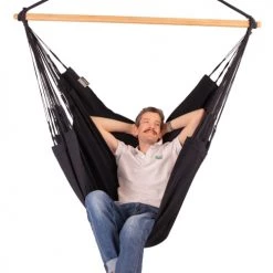 Offres 😍 LA SIESTA Hamacs Chaise-hamac Kingsize En Coton Bio Noir ⭐ -Fauteuils suspendus Soldes chaise hamac kingsize en coton bio noir 3