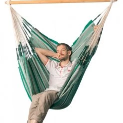 Nouveau 🛒 LA SIESTA Hamacs Chaise-hamac Kingsize En Coton Bio Vert 🔔 -Fauteuils suspendus Soldes chaise hamac kingsize en coton bio vert 3