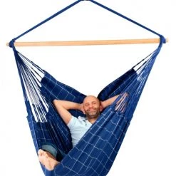 Coupon 🛒 LA SIESTA Hamacs Chaise-hamac Kingsize En Tissu Bleu Marine 🔥 -Fauteuils suspendus Soldes chaise hamac kingsize en tissu bleu marine 3