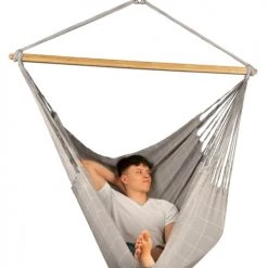 Sortie 🔔 LA SIESTA Hamacs Chaise-hamac Kingsize En Tissu Marron Clair 🌟 -Fauteuils suspendus Soldes chaise hamac kingsize en tissu marron clair 3