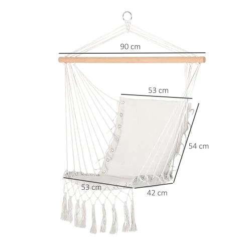 Promo ✔️ Outsunny Hamacs Chaise Suspendue Assise Dossier Rembourrés Macramé Coton Beige 🎁 5 Promo ✔️ Outsunny Hamacs Chaise Suspendue Assise Dossier Rembourrés Macramé Coton Beige 🎁 – Image 3