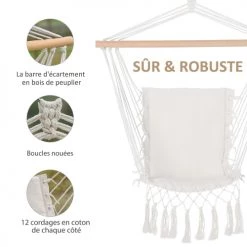 Promo ✔️ Outsunny Hamacs Chaise Suspendue Assise Dossier Rembourrés Macramé Coton Beige 🎁 11 Promo ✔️ Outsunny Hamacs Chaise Suspendue Assise Dossier Rembourrés Macramé Coton Beige 🎁 -Fauteuils suspendus Soldes chaise suspendue assise dossier rembourres macrame coton beige 3