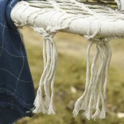 Vente flash ❤️ Outsunny Fauteuils Suspendus Chaise Suspendue Banc Suspendu Macramé Coton Polyester Beige 😉 -Fauteuils suspendus Soldes chaise suspendue banc suspendu macrame coton polyester beige 4