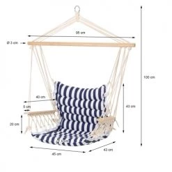 Top 10 ⭐ ECD Germany Fauteuils Suspendus Chaise Suspendue Bleu/blanc 95 X 43 X 100 Cm Coton/bois ✨ 8 Top 10 ⭐ ECD Germany Fauteuils Suspendus Chaise Suspendue Bleu/blanc 95 X 43 X 100 Cm Coton/bois ✨ -Fauteuils suspendus Soldes chaise suspendue bleu blanc 95 x 43 x 100 cm coton bois 2