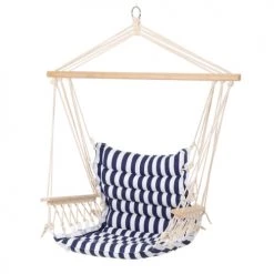 Top 10 ⭐ ECD Germany Fauteuils Suspendus Chaise Suspendue Bleu/blanc 95 X 43 X 100 Cm Coton/bois ✨