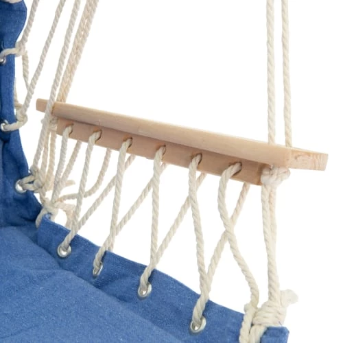 Bon marché ✨ ECD Germany Fauteuils Suspendus Chaise Suspendue Coton/bois 45 X 100 X 46 Cm Bleu ⌛ 5 Bon marché ✨ ECD Germany Fauteuils Suspendus Chaise Suspendue Coton/bois 45 X 100 X 46 Cm Bleu ⌛ – Image 3