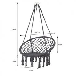 Promo 🧨 ECD Germany Fauteuils Suspendus Chaise Suspendue Coton Ø 80 X 115 Cm Gris ⌛ 9 Promo 🧨 ECD Germany Fauteuils Suspendus Chaise Suspendue Coton Ø 80 X 115 Cm Gris ⌛ -Fauteuils suspendus Soldes chaise suspendue coton oe 80 x 115 cm gris 2