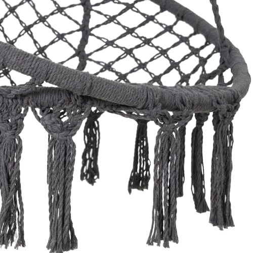 Promo 🧨 ECD Germany Fauteuils Suspendus Chaise Suspendue Coton Ø 80 X 115 Cm Gris ⌛ 6 Promo 🧨 ECD Germany Fauteuils Suspendus Chaise Suspendue Coton Ø 80 X 115 Cm Gris ⌛ – Image 4