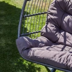 Budget 😉 Kerama Fauteuils Suspendus Chaise Suspendue Double En Acier Et Corde Avec Coussin 👍 -Fauteuils suspendus Soldes chaise suspendue double en acier et corde avec coussin 2