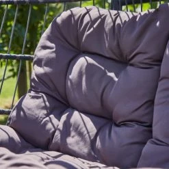 Budget 😉 Kerama Fauteuils Suspendus Chaise Suspendue Double En Acier Et Corde Avec Coussin 👍 -Fauteuils suspendus Soldes chaise suspendue double en acier et corde avec coussin 5