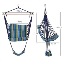 Bon marché ✔️ Outsunny Fauteuils Suspendus Chaise Suspendue Hamac Avec Repose Pieds Bleu ⌛ -Fauteuils suspendus Soldes chaise suspendue hamac avec repose pieds bleu 2