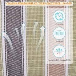 Remise ✔️ Outsunny Fauteuils Suspendus Chaise Suspendue Hamac Beige Rayé 🎁 -Fauteuils suspendus Soldes chaise suspendue hamac beige raye 4