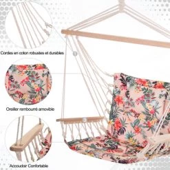Remise 😉 Outsunny Fauteuils Suspendus Chaise Suspendue Hamac Rose Fleuri ❤️ 11 Remise 😉 Outsunny Fauteuils Suspendus Chaise Suspendue Hamac Rose Fleuri ❤️ -Fauteuils suspendus Soldes chaise suspendue hamac rose fleuri 3