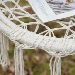 Promo ❤️ Outsunny Fauteuils Suspendus Chaise Suspendue Macramé Coton Polyester Beige 🛒 -Fauteuils suspendus Soldes chaise suspendue macrame coton polyester beige 3