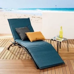 Tout neuf 🥰 Douceur D'Intérieur Matelas Pour Bain De Soleil Coussin Bain De Soleil 64 X 190 X 4 Cm Polyester Uni Waterproof Bleu 🥰 -Fauteuils suspendus Soldes coussin bain de soleil 64 x 190 x 4 cm polyester uni waterproof bleu 3