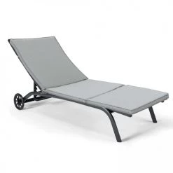 Offres ❤️ Oviala Matelas Pour Bain De Soleil Coussin Bain De Soleil Polyester Blanc Et Gris 186 X 60 X 5 Cm 🥰 -Fauteuils suspendus Soldes coussin bain de soleil polyester blanc et gris 186 x 60 x 5 cm 2