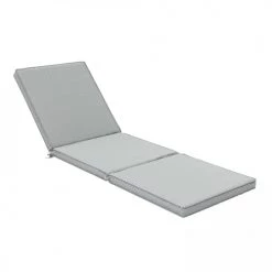 Offres ❤️ Oviala Matelas Pour Bain De Soleil Coussin Bain De Soleil Polyester Blanc Et Gris 186 X 60 X 5 Cm 🥰