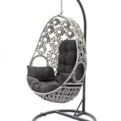 Fauteuils suspendus Soldes 31 Acheter ❤️ Dcb Garden Fauteuils Suspendus Fauteuil œuf Suspendu En Résine écrue Avec Coussin Gris Anthracite 😉