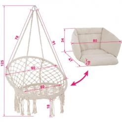 Meilleure affaire ⭐ Tectake Fauteuils Suspendus Fauteuil Suspendu Beige 😍 -Fauteuils suspendus Soldes fauteuil suspendu beige 3