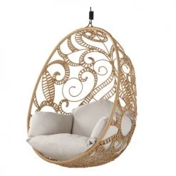 Fauteuils suspendus Soldes 25 Sortie 🎉 Maisons Du Monde Fauteuils Suspendus Fauteuil Suspendu De Jardin En Résine Imitation Rotin Et Coussin écru ⌛