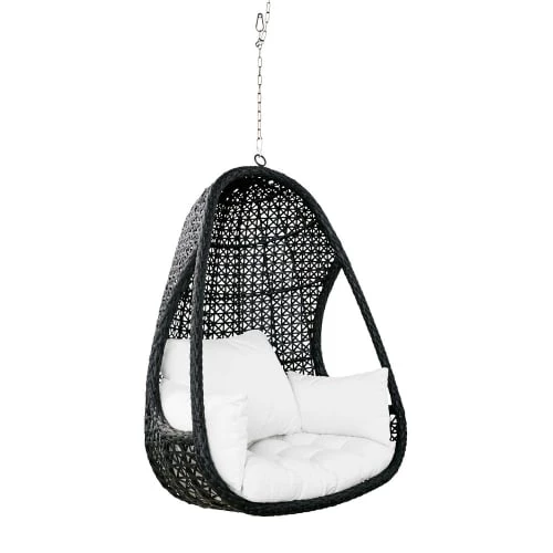 Coupon ⌛ Maisons Du Monde Fauteuils Suspendus Fauteuil Suspendu De Jardin En Résine Tressée Noire Et Coussins Blancs 😀 3 Coupon ⌛ Maisons Du Monde Fauteuils Suspendus Fauteuil Suspendu De Jardin En Résine Tressée Noire Et Coussins Blancs 😀