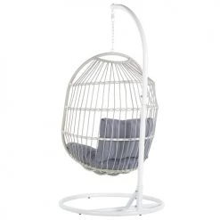 Remise 🤩 Beliani Fauteuils Suspendus Fauteuil Suspendu Effet Rotin Avec Pied Blanc ø 102 Cm 👏 -Fauteuils suspendus Soldes fauteuil suspendu effet rotin avec pied blanc oe 102 cm 4