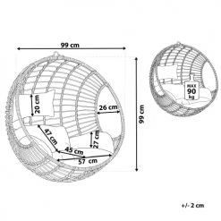 Meilleure vente ⌛ Beliani Fauteuils Suspendus Fauteuil Suspendu En Rotin Noir 💯 -Fauteuils suspendus Soldes fauteuil suspendu en rotin noir 4