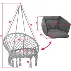 Meilleur prix 🥰 Tectake Fauteuils Suspendus Fauteuil Suspendu Gris ✨ -Fauteuils suspendus Soldes fauteuil suspendu gris 4