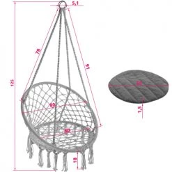 Meilleur prix 💯 Tectake Fauteuils Suspendus Fauteuil Suspendu JANE Gris 🌟 -Fauteuils suspendus Soldes fauteuil suspendu jane gris 5