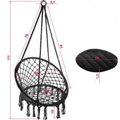 De gros 🤩 Tectake Fauteuils Suspendus Fauteuil Suspendu JANE Noir 👍 -Fauteuils suspendus Soldes fauteuil suspendu jane noir 4