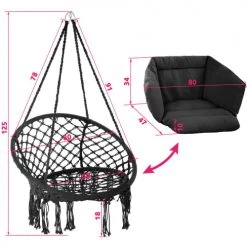 Tout neuf ⭐ Tectake Fauteuils Suspendus Fauteuil Suspendu Noir 🎉 -Fauteuils suspendus Soldes fauteuil suspendu noir 4