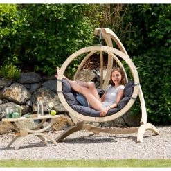 Meilleure vente 💯 Amazonas Fauteuils Suspendus Fauteuil Suspendu Taupe Avec Structure En Bois 😉 -Fauteuils suspendus Soldes fauteuil suspendu taupe avec structure en bois 4