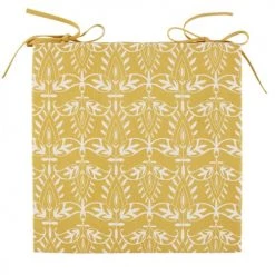 Vente flash 😀 Maisons Du Monde Coussins Extérieur Galette De Chaise En Coton Jaune Motifs Graphiques Blancs 🎉