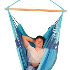 Remise 👍 LA SIESTA Hamacs Habana - Chaise-hamac En Coton Biologique Bleu ⌛ -Fauteuils suspendus Soldes habana chaise hamac en coton biologique bleu 3