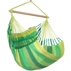 Remise 👍 LA SIESTA Hamacs Habana - Chaise-hamac En Coton Biologique Bleu ⌛ -Fauteuils suspendus Soldes habana chaise hamac en coton biologique vert 2