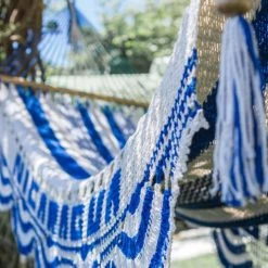 Sortie 🤩 Hamac Del Sol Hamacs Hamac à Barre Nicaragua L Blanc Et Bleu ✔️ -Fauteuils suspendus Soldes hamac a barre nicaragua l blanc et bleu 3