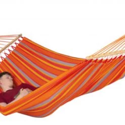 Sortie 🔥 LA SIESTA Hamacs Hamac à Barres Double En Tissu Orange 🌟 -Fauteuils suspendus Soldes hamac a barres double en tissu orange 2