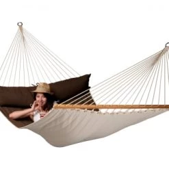 Nouveau 😍 LA SIESTA Hamacs Hamac à Barres Rembourré En Tissu Café 🎉 -Fauteuils suspendus Soldes hamac a barres rembourre en tissu cafe 3