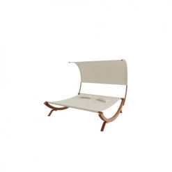 Bon marché ❤️ Avril Paris Hamacs Hamac Avec Auvent En Toile Beige Avec Support En Bois 2 Personnes. 🤩 -Fauteuils suspendus Soldes hamac avec auvent en toile beige avec support en bois 2 personnes 2