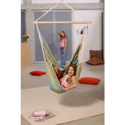 Sortie ⭐ Amazonas Hamacs Hamac Chaise Large En Coton Vert Citron 😍 -Fauteuils suspendus Soldes hamac chaise large en coton vert citron 2