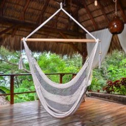 Le moins cher 🎉 Hamac Del Sol Hamacs Hamac Chaise Rama L Blanc Et Gris 🔔 -Fauteuils suspendus Soldes hamac chaise rama l blanc et gris 1