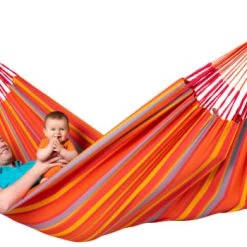 Budget 🎉 LA SIESTA Hamacs Hamac Classique Double En Tissu Orange 🛒 -Fauteuils suspendus Soldes hamac classique double en tissu orange 3