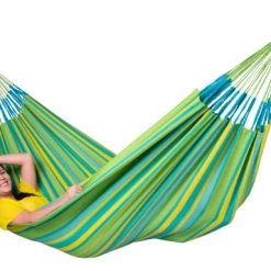 Meilleure vente 👍 LA SIESTA Hamacs Hamac Classique Double En Tissu Vert Citron 🤩 -Fauteuils suspendus Soldes hamac classique double en tissu vert citron 3