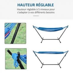 Meilleur prix 🎉 Outsunny Hamacs Hamac De Jardin 1 Place Avec Support Et Sac Transport Multicolore 🎁 -Fauteuils suspendus Soldes hamac de jardin 1 place avec support et sac transport multicolore 3