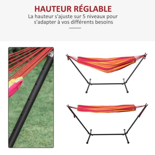 Meilleure affaire 🎁 Outsunny Hamacs Hamac De Jardin 1 Place Avec Support Et Sac Transport Rouge ⭐ 6 Meilleure affaire 🎁 Outsunny Hamacs Hamac De Jardin 1 Place Avec Support Et Sac Transport Rouge ⭐ – Image 4