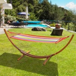 Le moins cher 🌟 Homcom Hamacs Hamac De Jardin Avec Support 1 Personne 🎁 -Fauteuils suspendus Soldes hamac de jardin avec support 1 personne 1