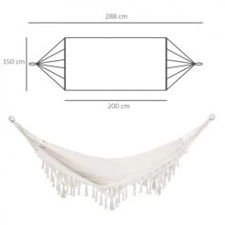 Coupon 🧨 Outsunny Hamacs Hamac De Voyage Portable Style Bohème Chic Coton Polyester Beige ✔️ -Fauteuils suspendus Soldes hamac de voyage portable style boheme chic coton polyester beige 2