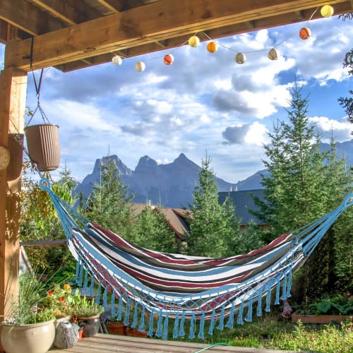 Remise 🎉 Outsunny Hamacs Hamac De Voyage Style Hippie Chic Coton Polyester Multicolore ❤️ 4 Remise 🎉 Outsunny Hamacs Hamac De Voyage Style Hippie Chic Coton Polyester Multicolore ❤️ – Image 2